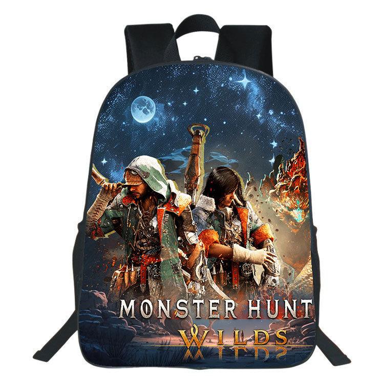 Рюкзак с принтом Monster Hunter Wilds Студенческий рюкзак Monster Hunter Wilds