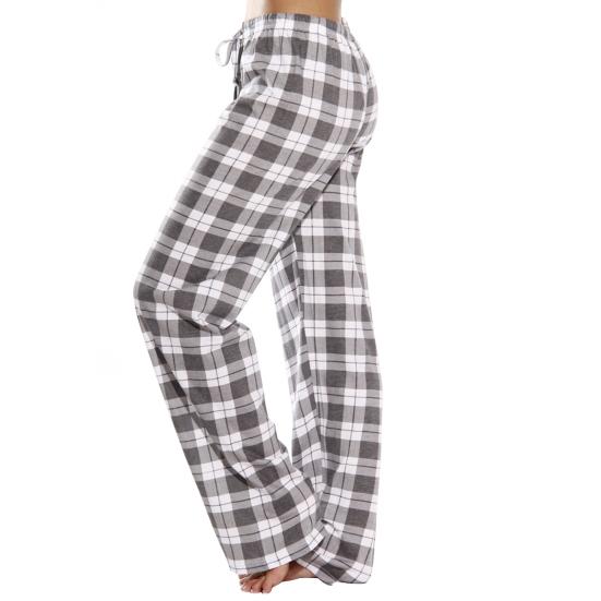 Женские домашние брюки с эластичной резинкой на талии, повседневные широкие брюки с клетчатым принтом, свободные брюки для отдыха