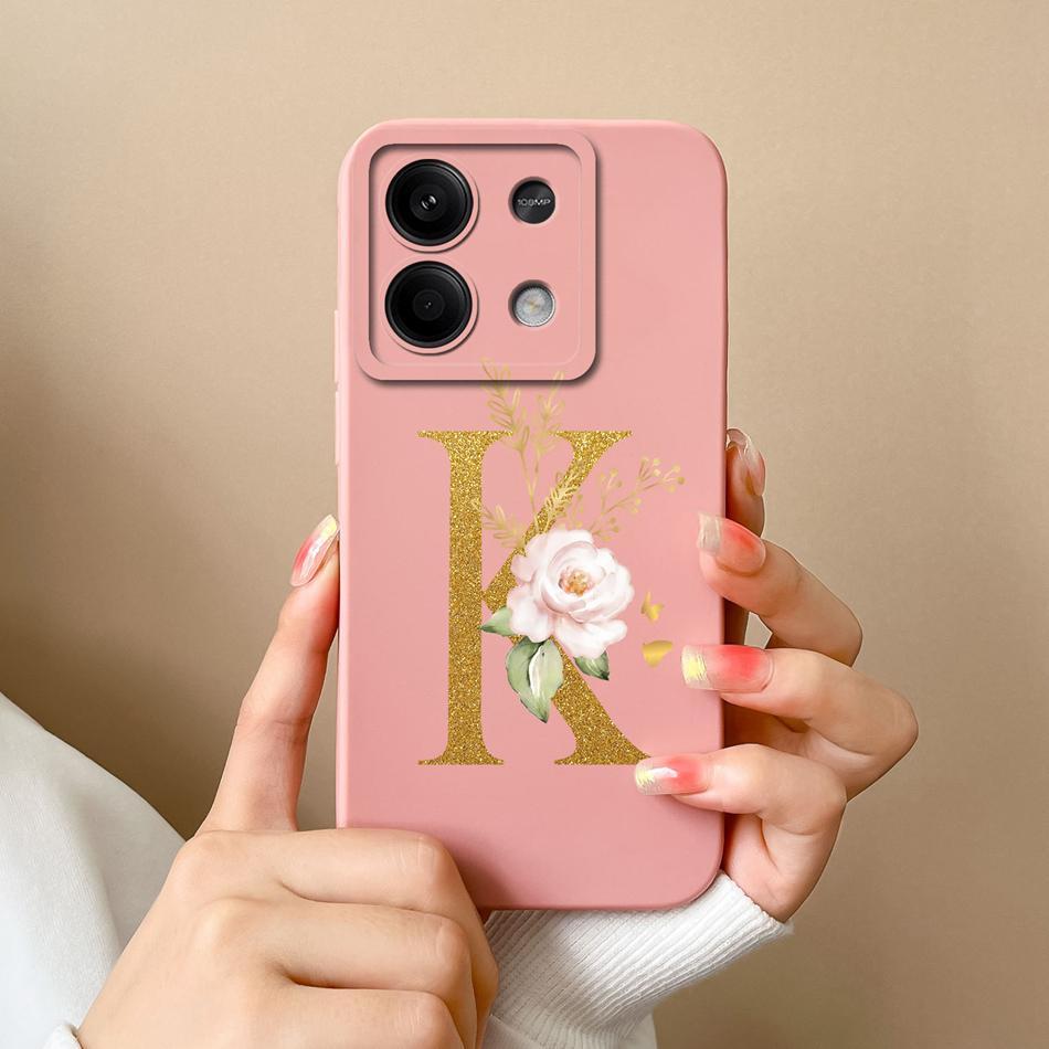 Чехол для телефона для Redmi Note 13 Pro 4G 5G, элегантный с буквой, мягкий жидкий силикон, защита по всему корпусу для Redmi Note13 13Pro, Fundas