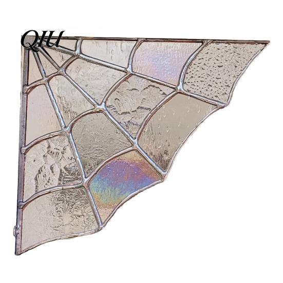 Hanging Gem Spider Decoration Spiderweb Door Topper, Acrylic Gothic Sun Catcher with Spiders, Web Halloween Rainbow Window Decor And Retro Dark