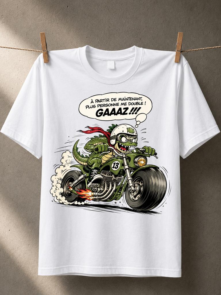A Partir De Maintenant Plus Personne Me Double Gaaaz Crocodile Rider On Green Chopper Smoke And Unisex All Tshirt
