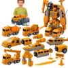 1 Set Kids Transforming Robot Car Toy Magnetic Modular Construction Truck Model Educational Deformation Engineering Car Toy Toddlers Boys Gift