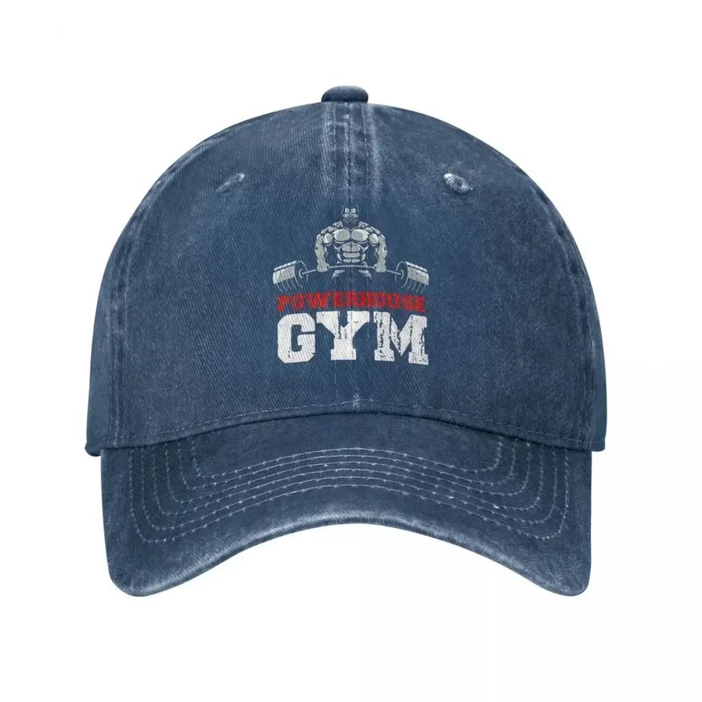 Powerhouse Gym Бодибилдинг Унисекс Стиль Бейсболки Фитнес Мышцы Потертые Джинсовые Кепки Шляпа Для Активного Отдыха Подарок Кепка от Солнца