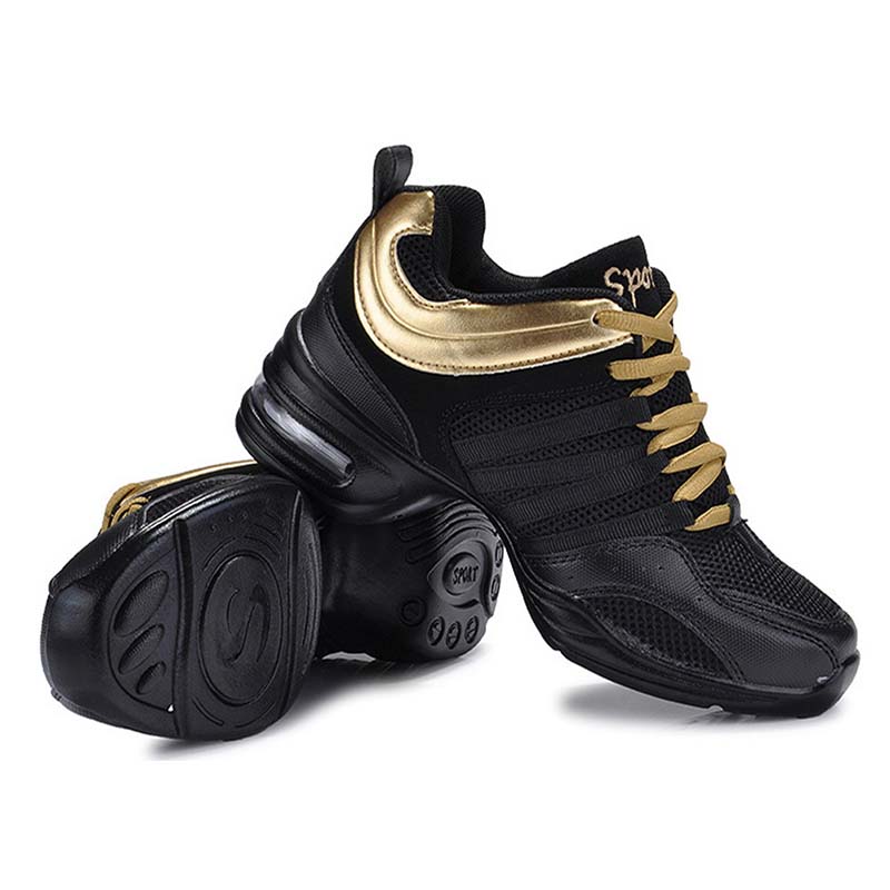 Jazz Shoes Women's Zumba Shoes Jazz Dance Shoes Dance Trainers Modern Mesh Split Sole Lace Up Air Cushion Shoes Sporty Fitness Hiking Shoes Size 34-43
