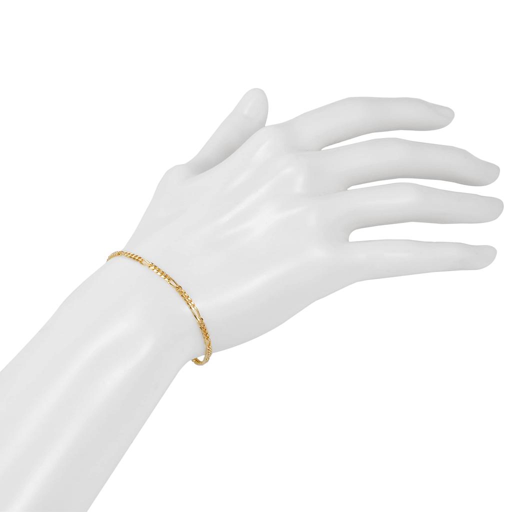 K18 18K Gold Figaro Chain Bracelet Width Selectable Size Pull Ring Unisex Chain Size 26cm [Speranza] 2.1mm
