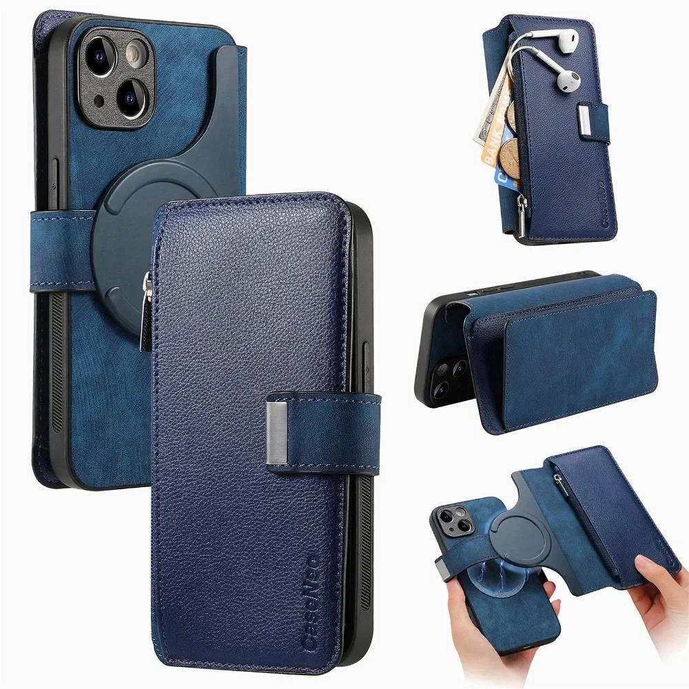 2 in 1 Detachable Zipper Cards Solt Wallet Phone Case For iPhone 17 16 15 14 Plus 13 12 11 Pro XS Max XR 7 8 Plus Leather Cover