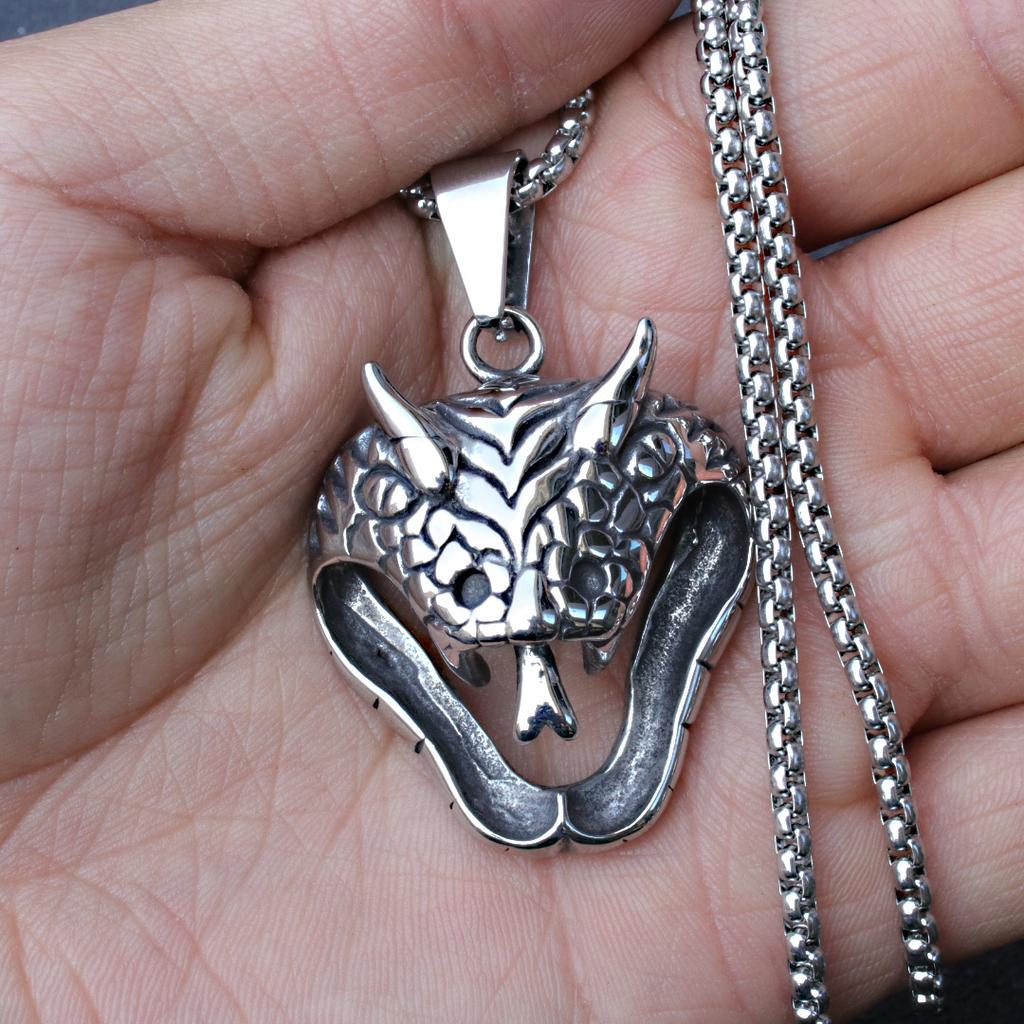 Подвеска из титановой стали, винтажная мужская подвеска в виде кобры, ожерелье из нержавеющей стали в виде животного-змеи