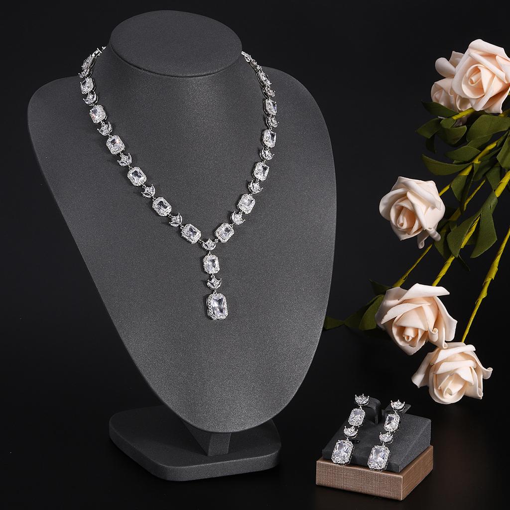 Ювелирные изделия в европейском и американском стиле, ожерелье с каплями воды из циркона, женственное свадебное платье, высококачественные свадебные украшения, комплект сережек-гвоздиков