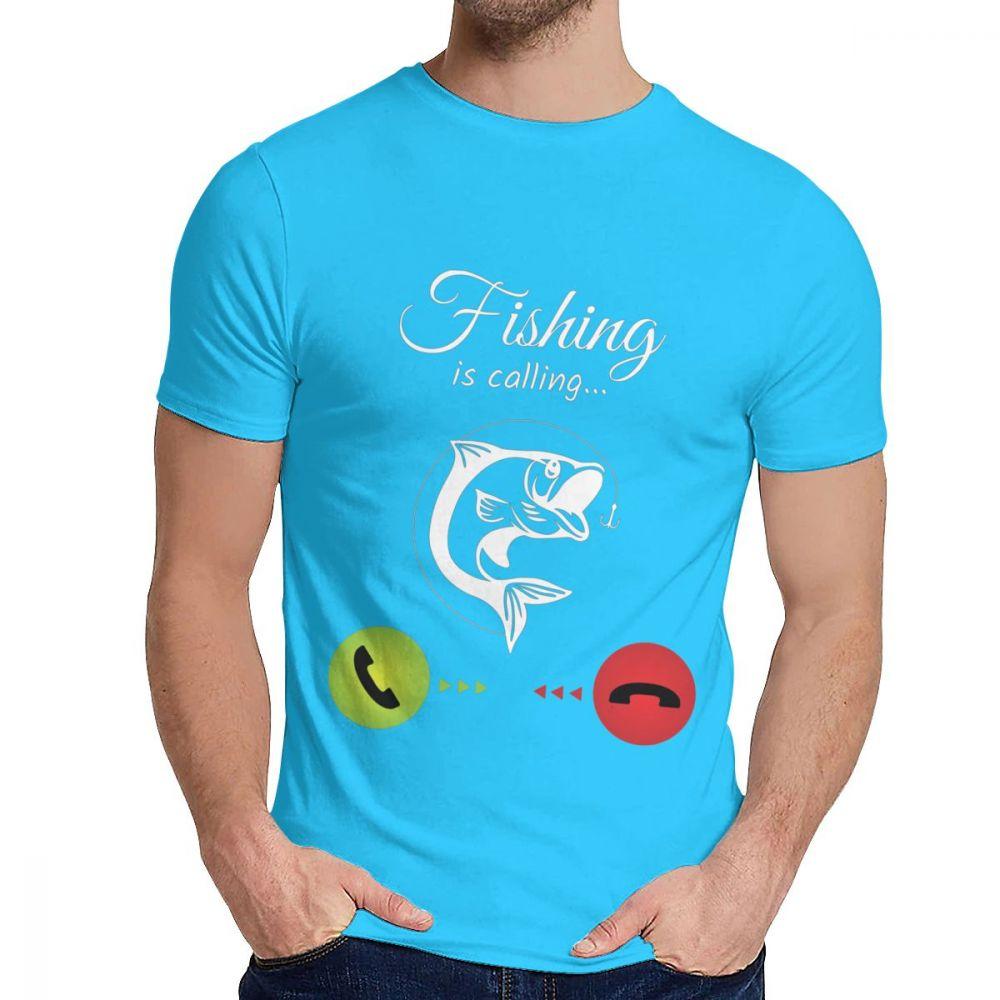 Cotton Fishing Is Calling T Shirt Unisex Design High Quality Fashion O Neck Homme Tee