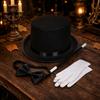 Halloween Magician Hat Tie Gloves Costume Accessory Set 530