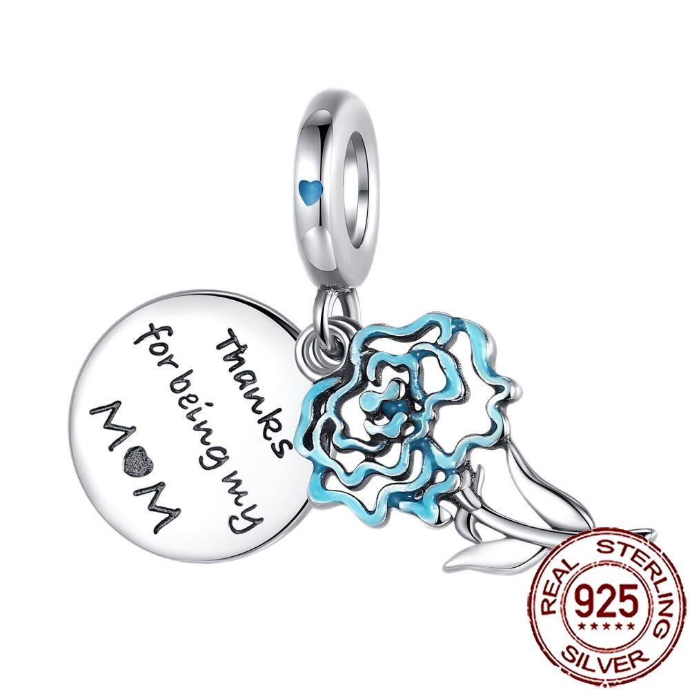 New Charms 925 Silver Sister Daughter Mum Mother Family Love Heart Beads Fit Origina Bracelet Necklace DIY Jewelry
