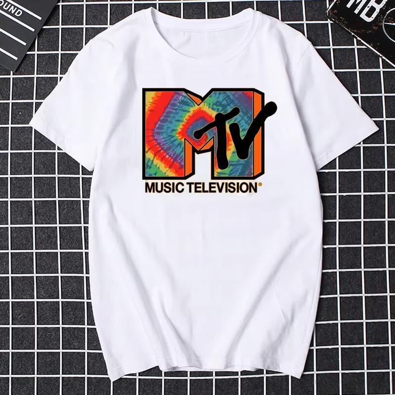 Ретро Мужская Женская Футболка Винтажный Рок Хип-Хоп Телевидение Лето Mtv Музыкальное Телевидение Графический Топ Уличная Одежда Оверсайз Свободная Повседневная Футболка