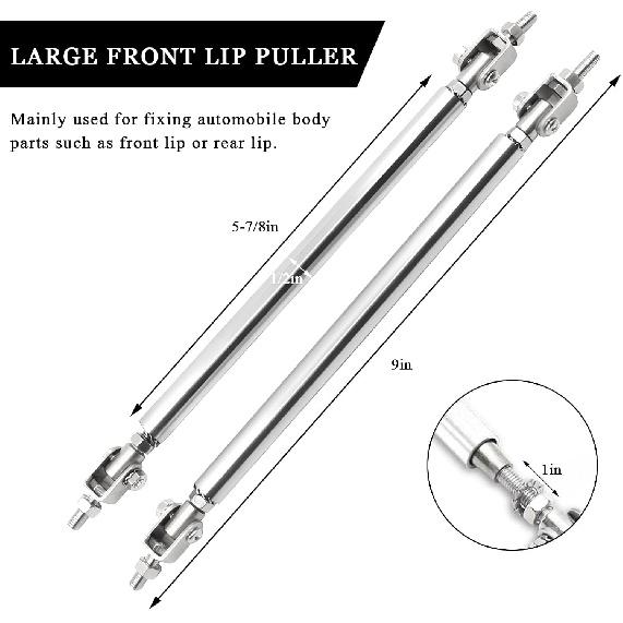 2PCS Front Bumper Lip Splitter Diffuser Strut Rod, Adjustable 8"-11" Front Bumper Lip Rod Tie Support Bar, Universal Bumper Protector Splitter