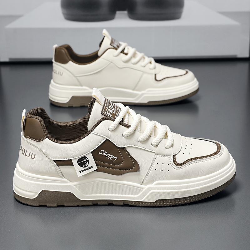 Men's Trendy Korean Version Sports Leisure Board Shoes Breathable White with Thick Soled Mesh Lining New Breathable Collection