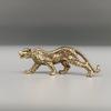Твердый гепард маленькая статуэтка винтажная забавная счастливая латунная миниатюра леопарда латунные фигурки леопарда домашний декор