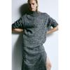 H M Knit Turtleneck Dress Black Melange 1192814004