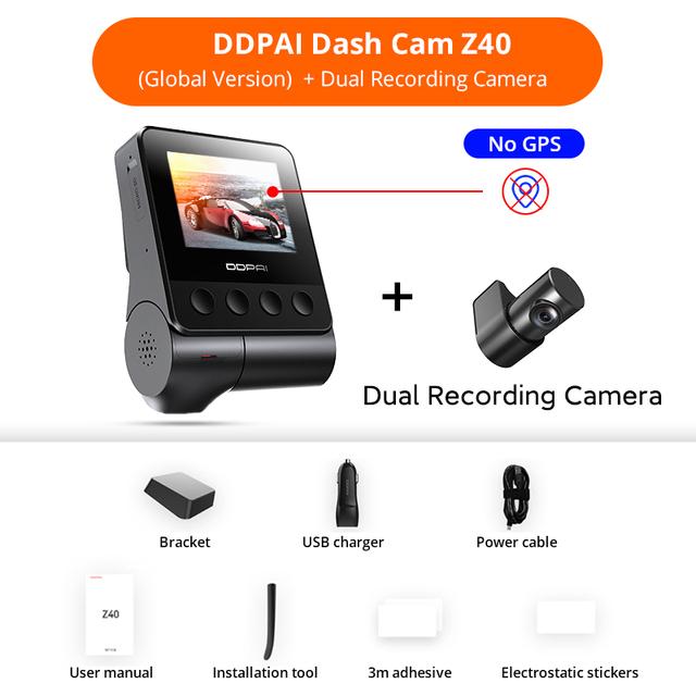 Ddpai Видеорегистратор Z40 для автомобиля, камера заднего вида, Sony IMX335, 1944P HD видео, GPS-трекинг, 360 градусов вращения, Wi-Fi, DVR, 24-часовой защитник парковки