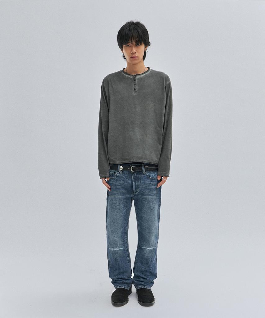 SUADE Washed Henley Neck [Charcoal Gray]