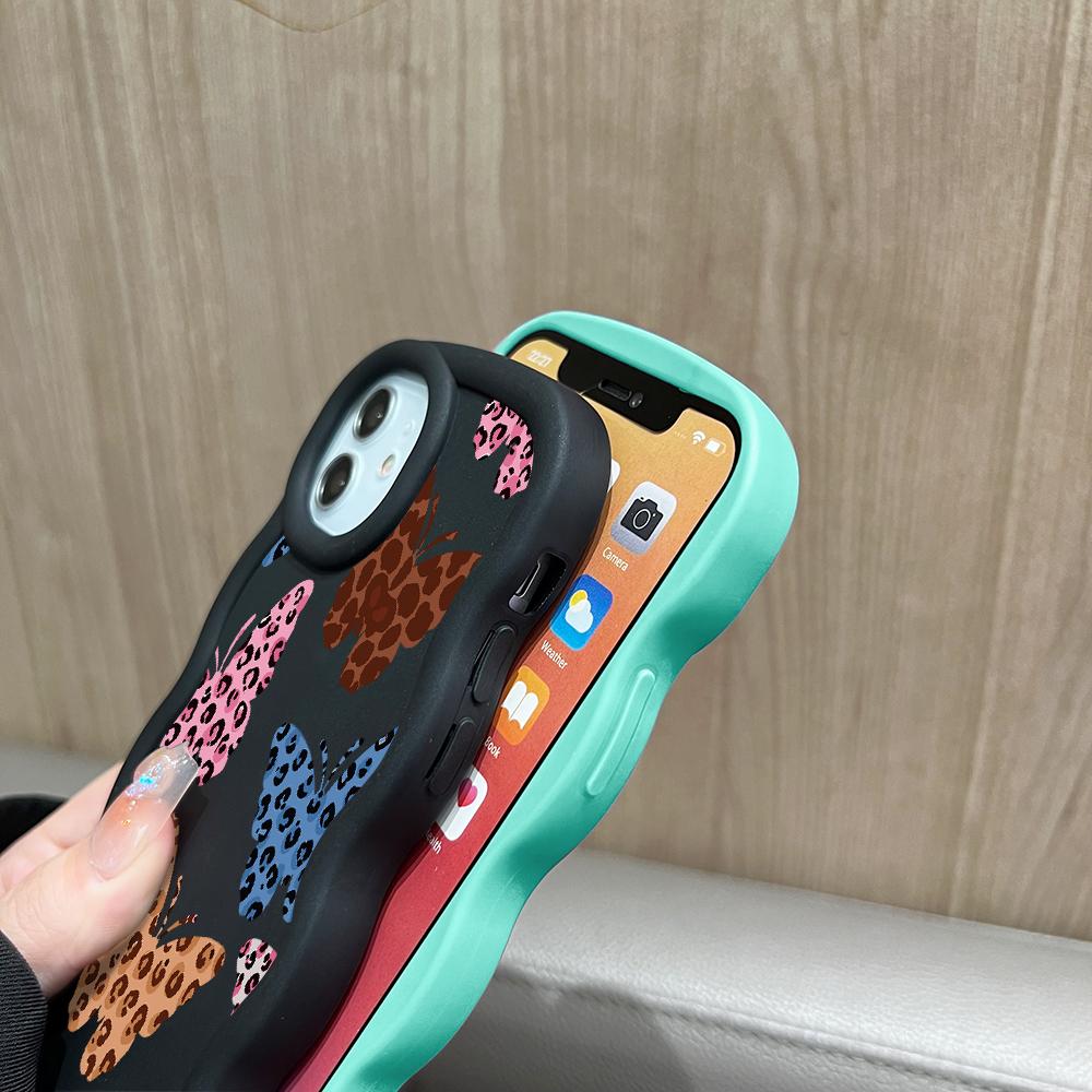 Модный мягкий чехол для телефона с леопардовым принтом и бабочкой для Samsung Galaxy A52 A73 A12 S24 Ultra 5G S23 S22 S21 S20 FE Wave Edge, противоударный защитный резиновый чехол