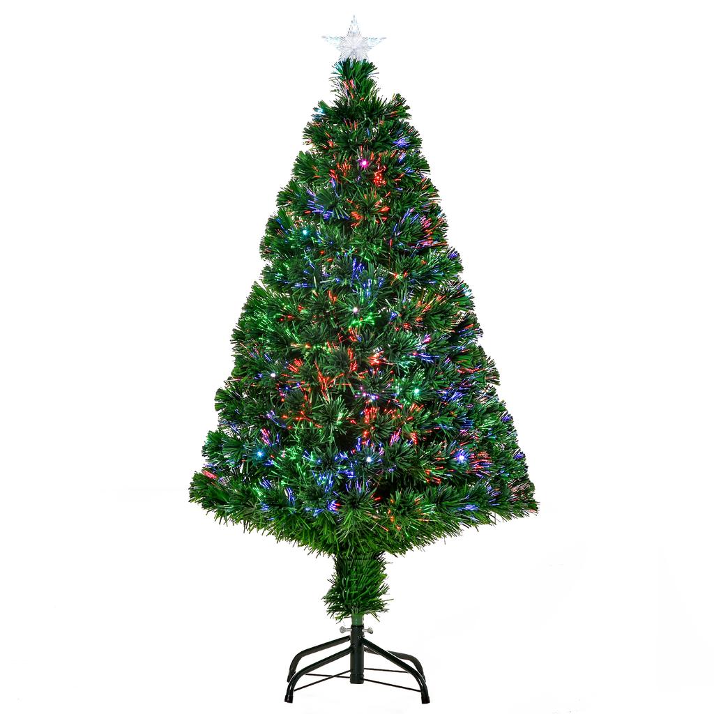 120cm Fiber Optic Christmas Tree Artificial Christmas Tree with 16 LED Lights in 3 Colors and PVC Branches