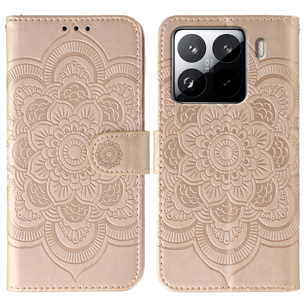 For Xiaomi 15 Pro Case PU Leather Mandala Imprinted Design Wallet Phone Cover