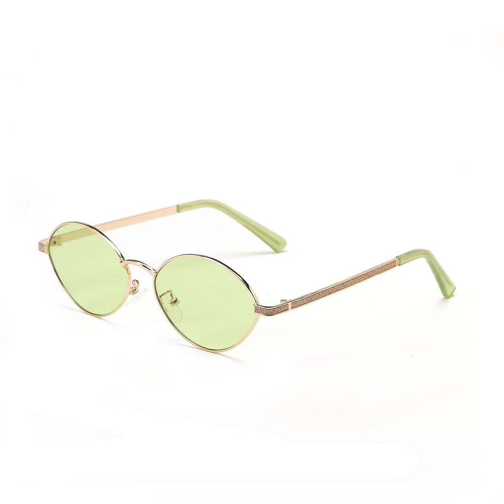 Очки 95112 Овальные Цветные линзы Маленькая оправа Рэп Солнцезащитные очки Женские солнцезащитные очки Мужские