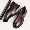 2024 осень новые мужские деловые повседневные кожаные туфли мужские туфли с круглым носком на шнуровке на платформе кожаные туфли среднего возраста 23636