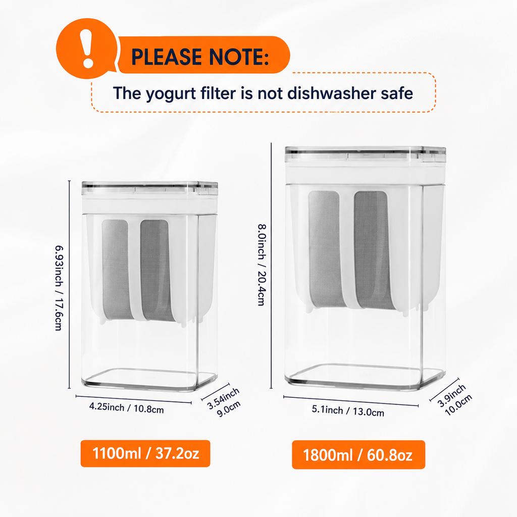 1100ml/1800ml Yogurt Filter Greek Yogurt Strainer Food Strainer Storage Container Whey Separation Cheese Tools Kitchen Supplies