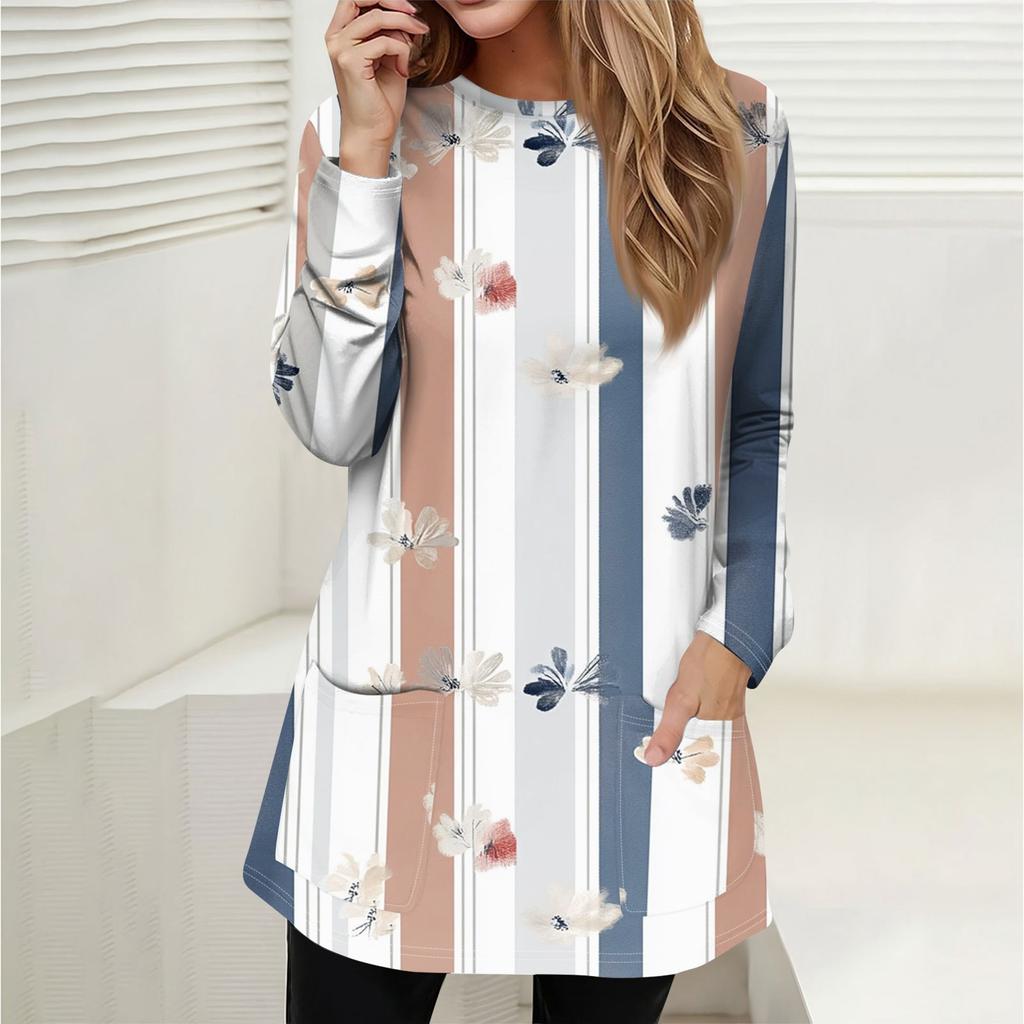 Женская толстовка, пуловер, спортивная одежда, карман, принт, повседневный топ с круглым вырезом и длинными рукавами