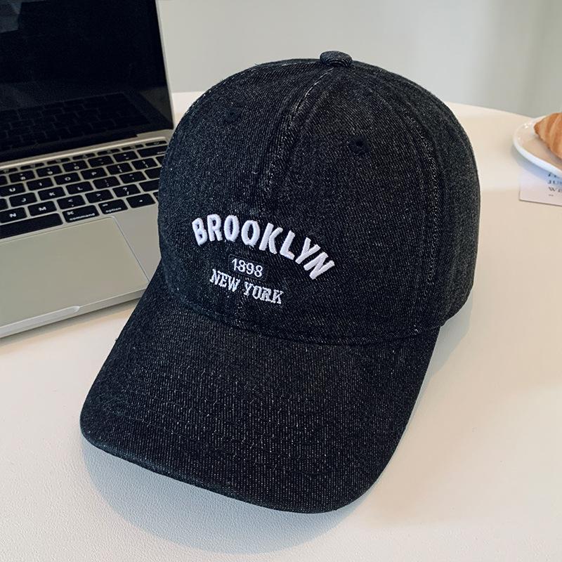 Бейсболка из стираного денима, женская, с широкими полями, большой окружностью головы, с надписью «буква», показывающей маленькое лицо, синяя шляпа, новинка 2024 года