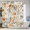 Занавеска для душа с осенними листьями, декор для ванной комнаты, осенний стиль, черно-белый цветочный принт, водонепроницаемая ткань, декоративный вкладыш для