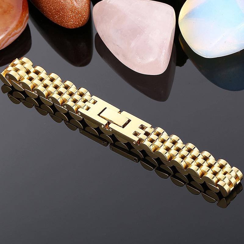 10/15 мм звеньевая цепочка для часов, мужской браслет для мужчин и женщин, позолоченный браслет из нержавеющей стали Mannen на руку, ювелирные изделия с гравировкой