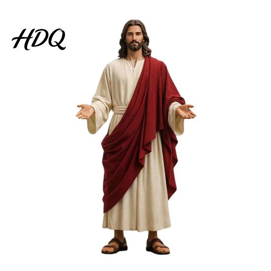 Jesus Figurine 5 Inch with Open Arm Hand Painted Religious Outstretched Hands Figure Statue Resin Christian Sculpture for Spiritual Collection