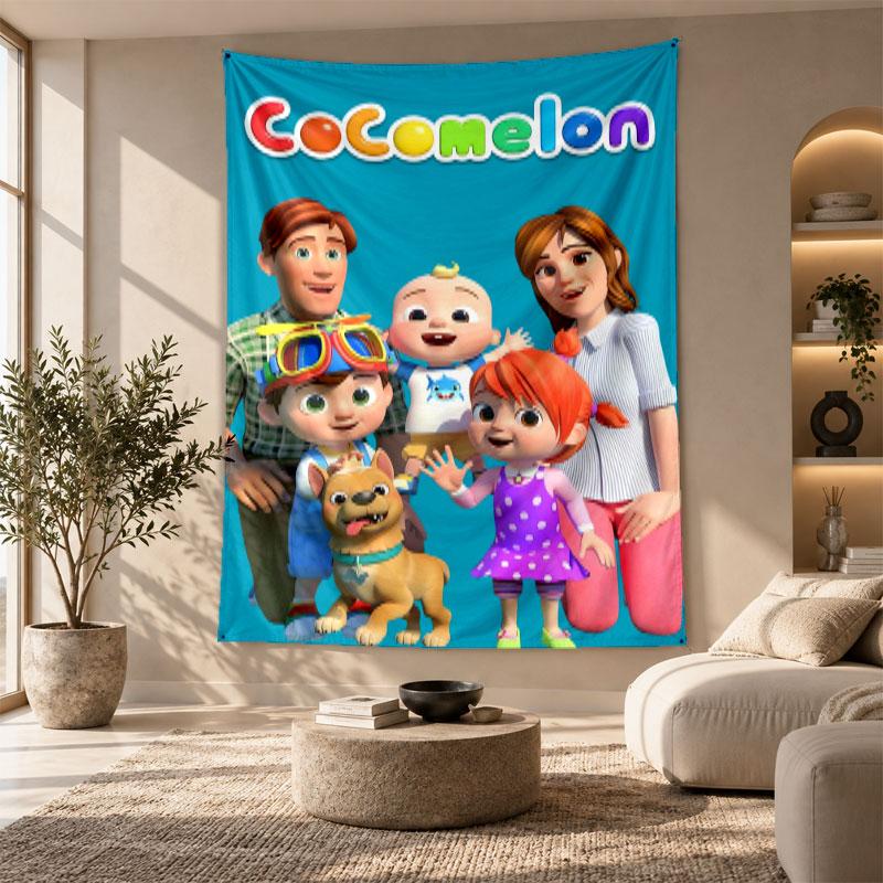 Decorative Tapestry,Cocomelon cartoon Printed Wall Art, Lightweight Wall Hanging For Bedroom Background