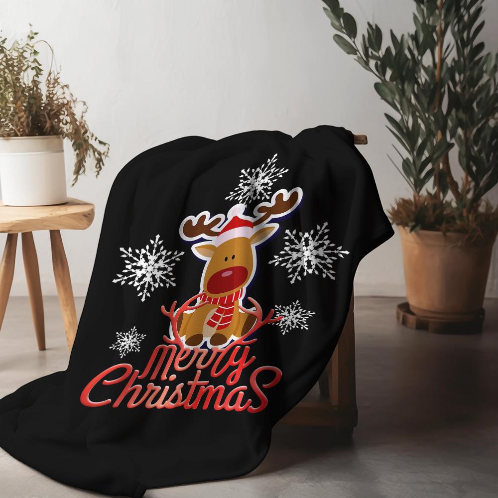Tuniu Christmas Reindeer Throw Blanket Soft Cozy Warm Bed Sofa Cover Gift for Kids Teens Adults