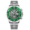 Модные зеленые часы Submariner механического стиля с полым циферблатом, календарем, люминесцентные, водонепроницаемые, многофункциональные, кварцевые, мужские