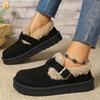 Faux Fur Buckle Decor Flats for Women Winter Warm Thicken Plush Cotton Padded Snow Boots Comfort Thick Sole Non Slip Casual Shoe