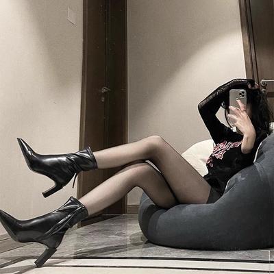 Мода 2024 года, мода на весь год, подходит для ношения на толстом каблуке, женские заостренные носки в стиле ретро, короткие женские ботильоны на молнии