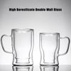 Прозрачная перевернутая пивная кружка с двойными стенками - изолированная стеклянная посуда, креативная винная чаша ручной работы, идеально подходит для заморозки и крафтового пива