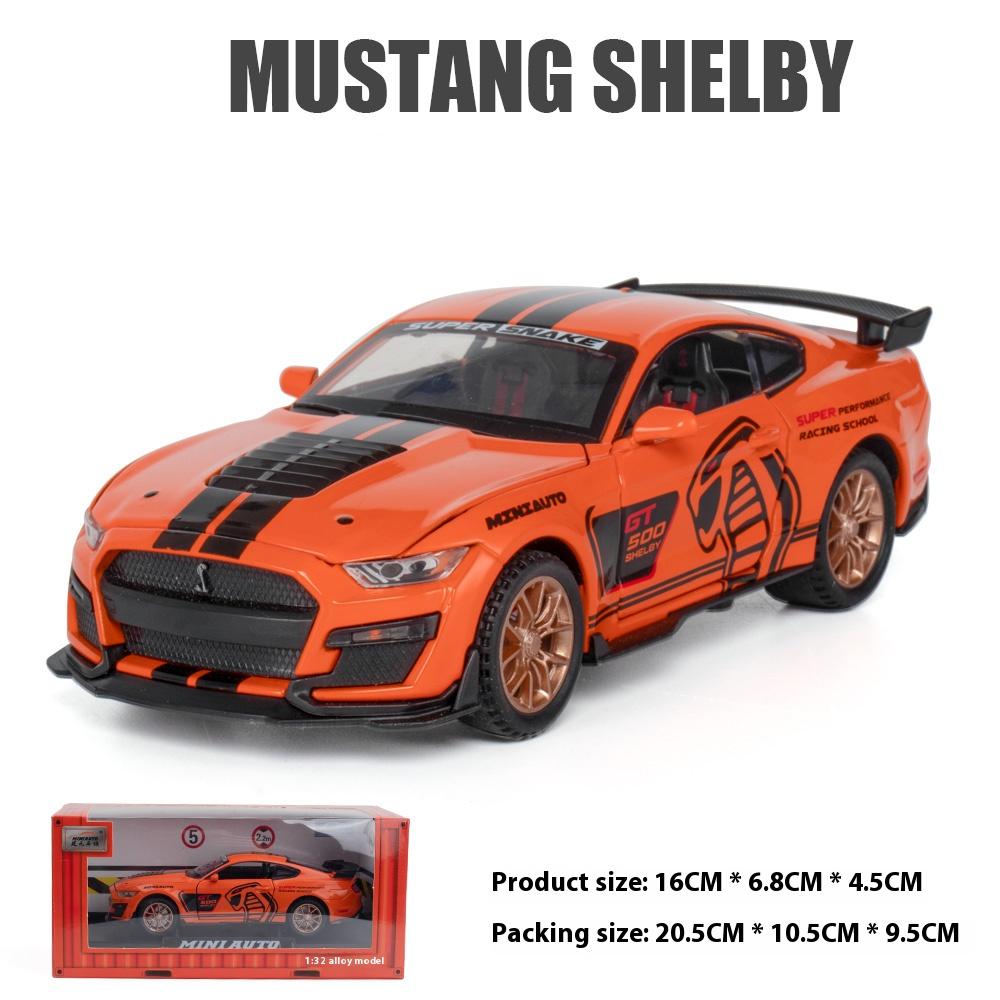 With Display Base 1/32 Alloy Die-cast Mustang Automobile GT500 Car Model Simulation Sound and Light Children's Toy Car Boy Gift Christmas Gift