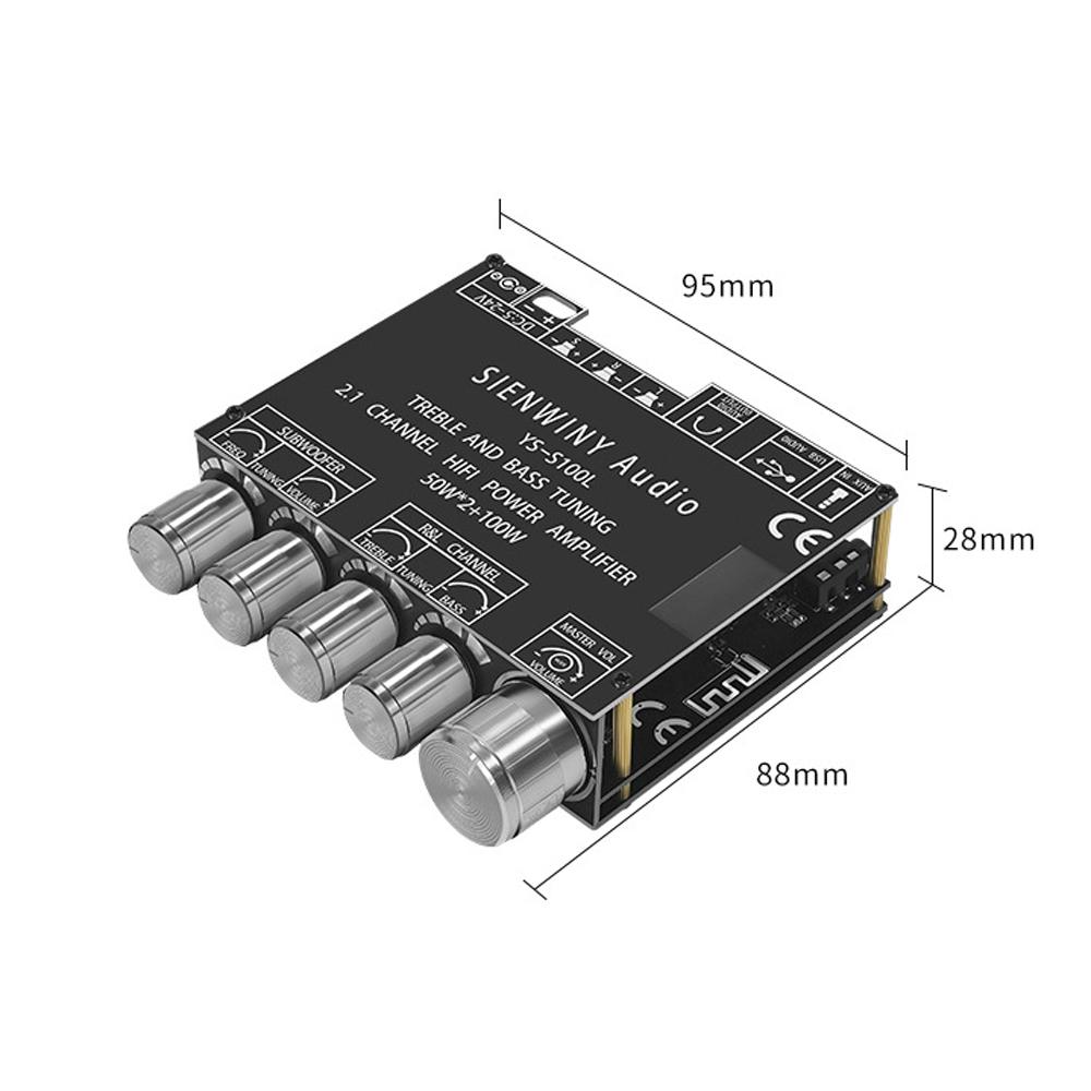 Portable BT Power Amplifier Module Multifunctional 2.1 Channel Power Amp Board Stereo Subwoofer