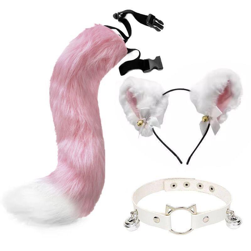 Anime Cat Ear Headband Tail Set Cosplay Costume Accessories - Kawaii Animal Ears Hairband With Detachable Adult