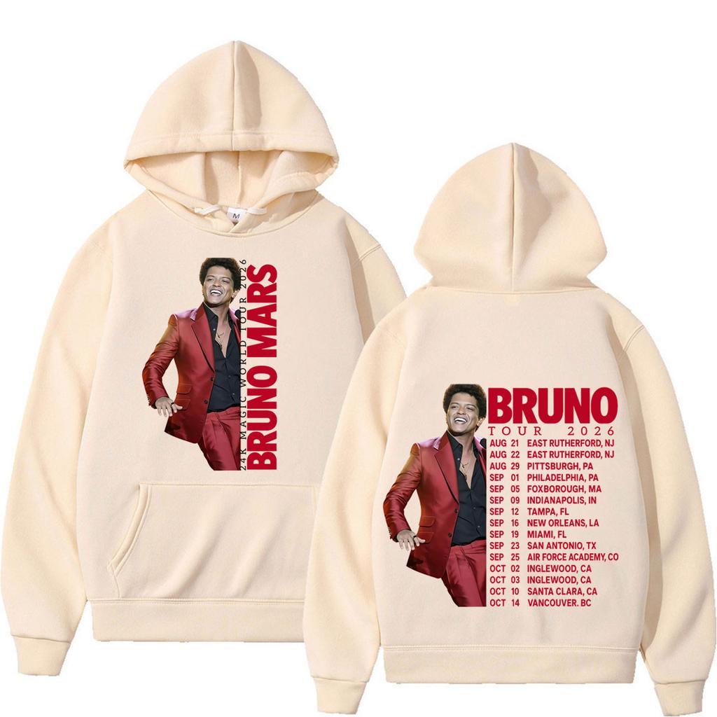 Худи с принтом Bruno Mars The Romantic Tour Мужская Женская Хип-хоп Свитшоты С длинным рукавом Свободные пуловеры