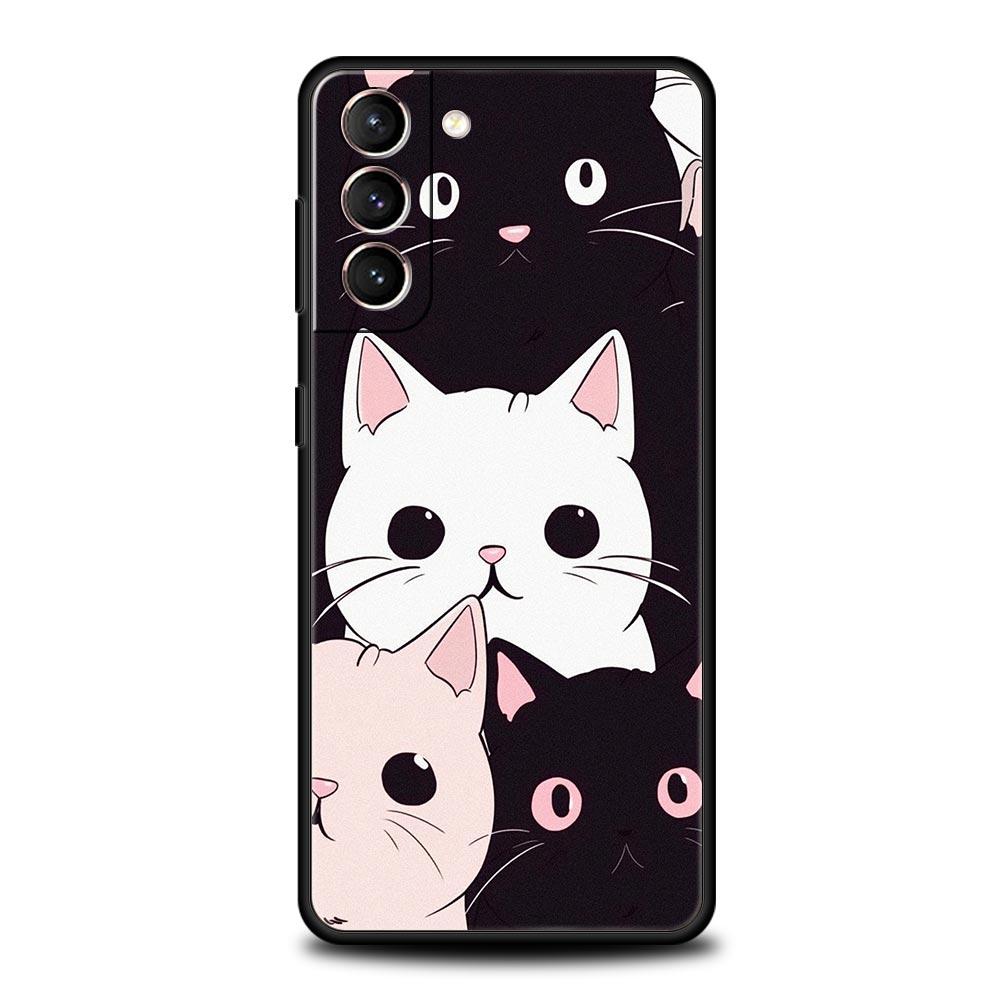 Милый Чехол для Телефона с Кошкой для Samsung Galaxy S24 S23 S22 S20 Ultra S21 FE 5G S10 S9 Plus S10E S8 Мягкий Силиконовый Чехол
