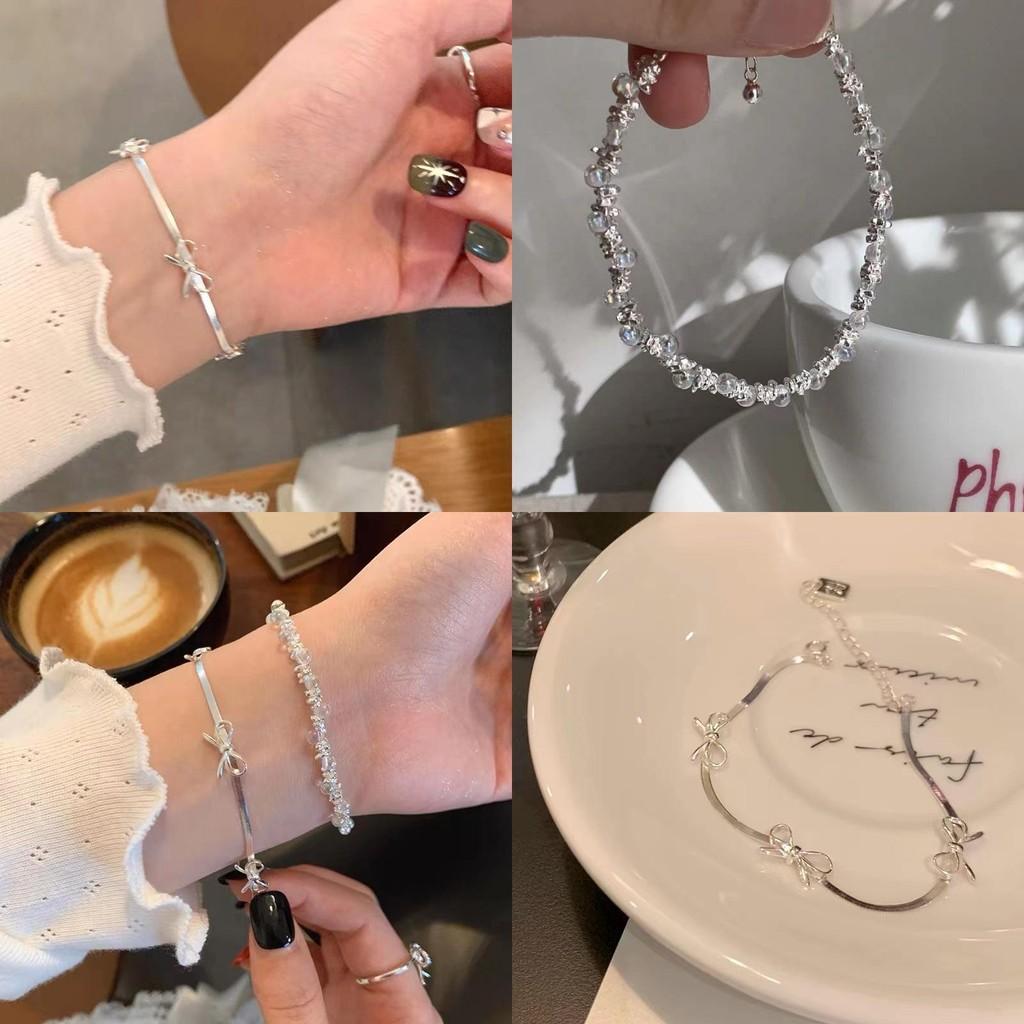 And Chic Modern Silver Bow Knot Bracelet For Women Minimalist Highend Jewelry Geometric