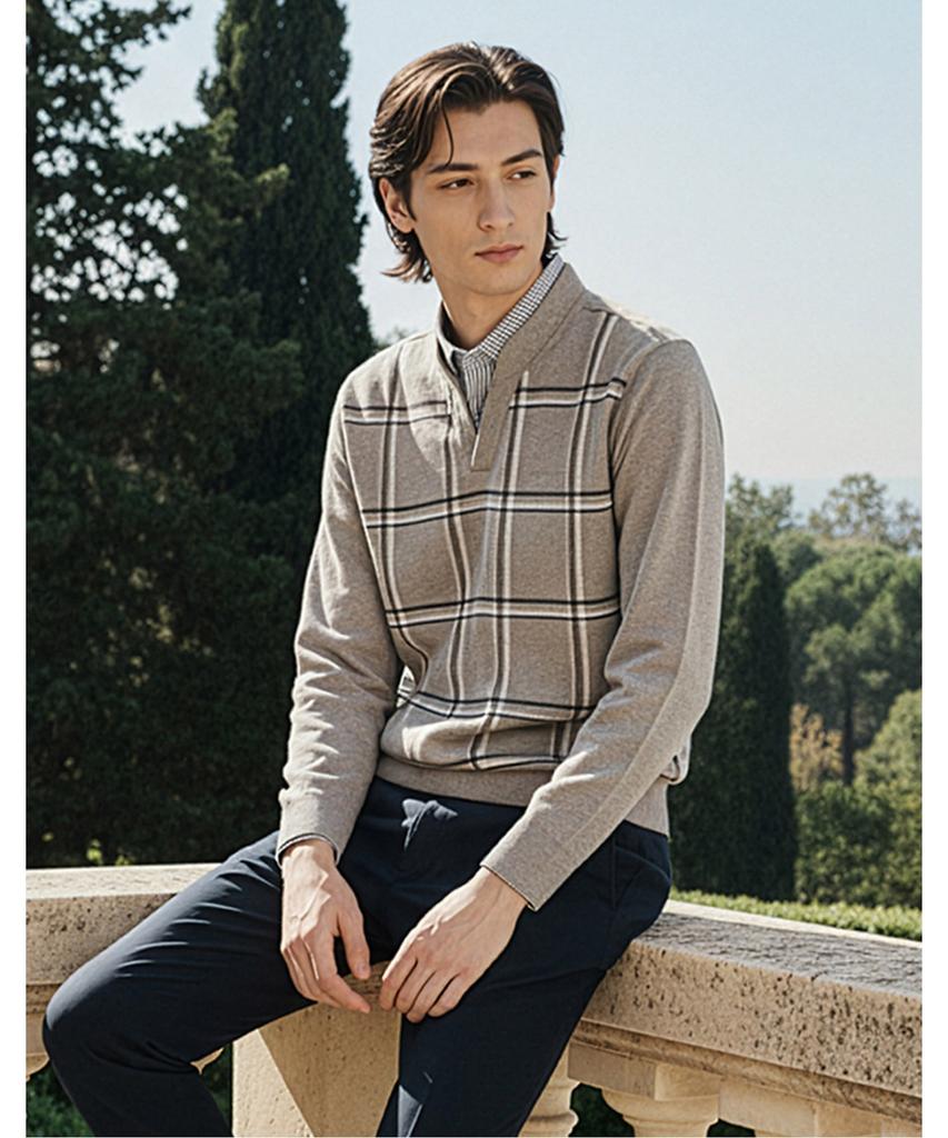 INDIAN Medium Check Double Collar Knit_Mitbp6Sc411