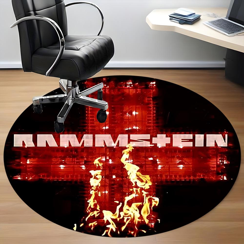 1 шт. Круглый коврик RAMMSTEIN для офиса - Идеально подходит для декора офиса или кабинета, Можно стирать в машине, Нескользящая основа, Декоративный коврик для пола