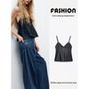 Za2025 Spring New Women Clothes Backless Wave Wide Swing V-neck Fine Sling Denim Top 8197064