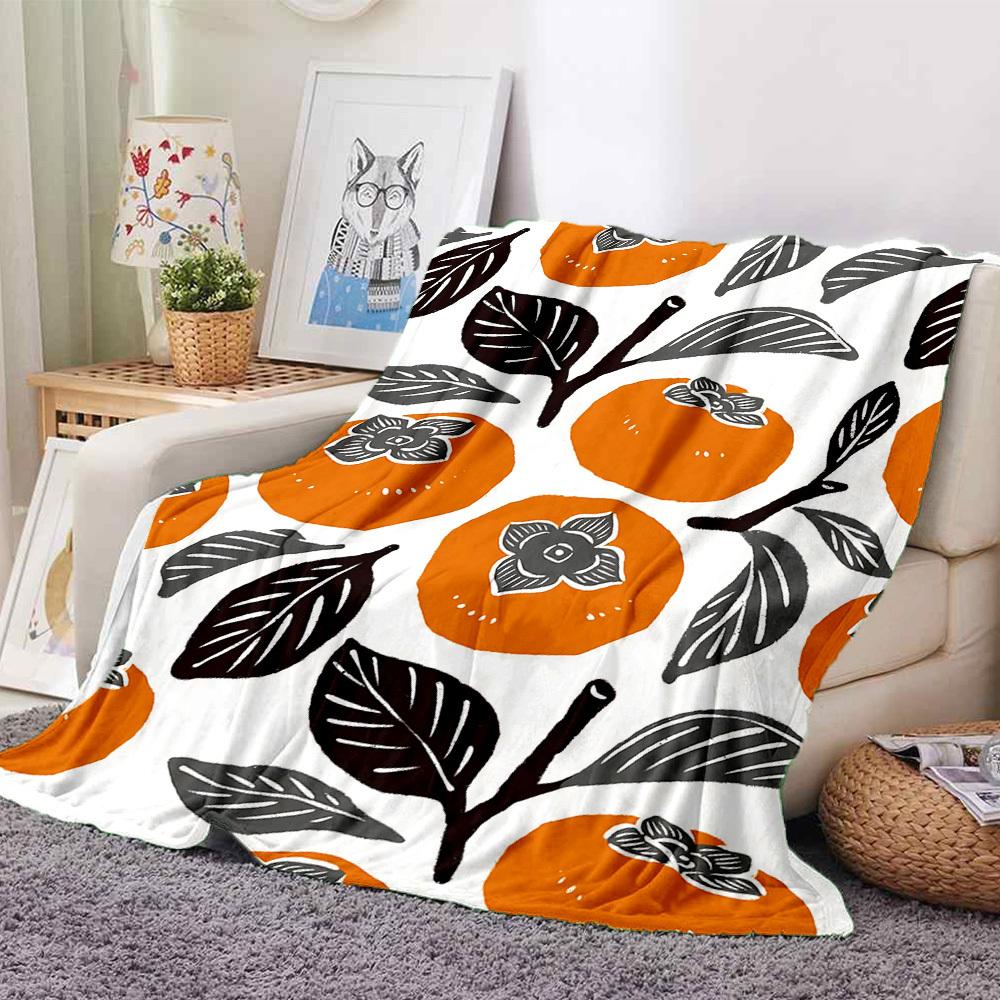 1pc Persimmon Pattern Blanket Warm, Cozy, And Soft, Suitable for Sofas, Beds, Cars, And Office Use.Perfect for Camping And Travel, Making It a Great G