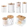 Makeup Cotton Pad Organizer Storage Box For Cottonswab Container With Bamboo Lid